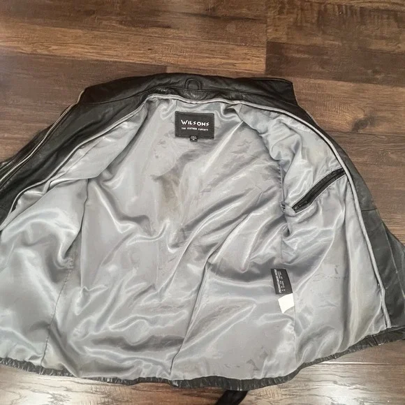 Y2k Wilsons Leather‎ Cropped Moto Jacket Thinsulate Woman M Black Belted Vtg 90s - Picture 10 of 15